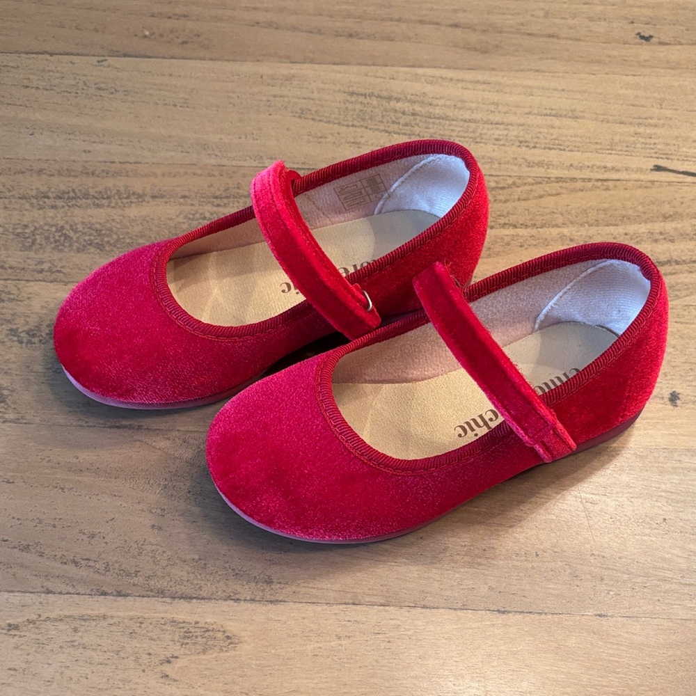 Chic Red Velvet Kids Dress Shoes